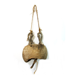 Dzwonek pasterski drewniany Vintage na sznurze 20x14cm
